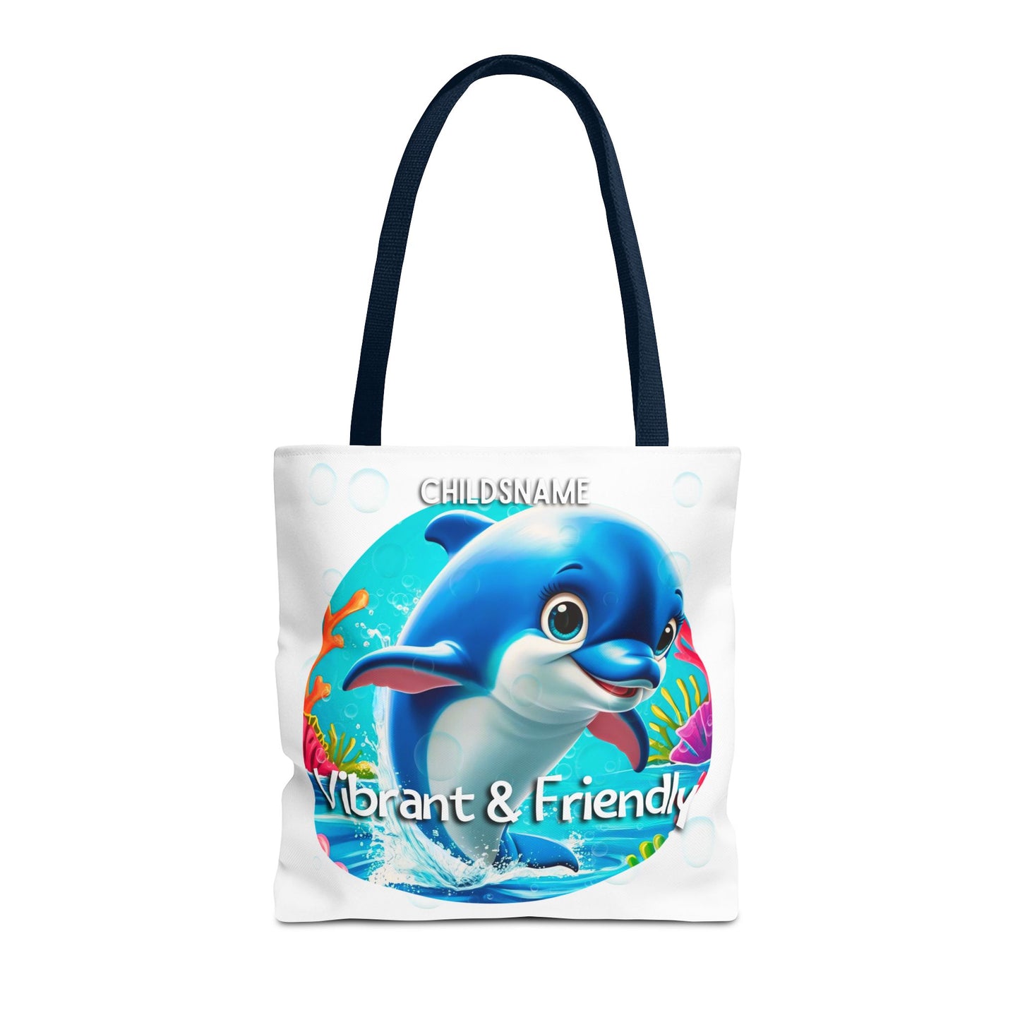 Personalized Kids Dolphin Beach Tote Bag – Vibrant & Friendly – Custom Sea Life Bag with Name