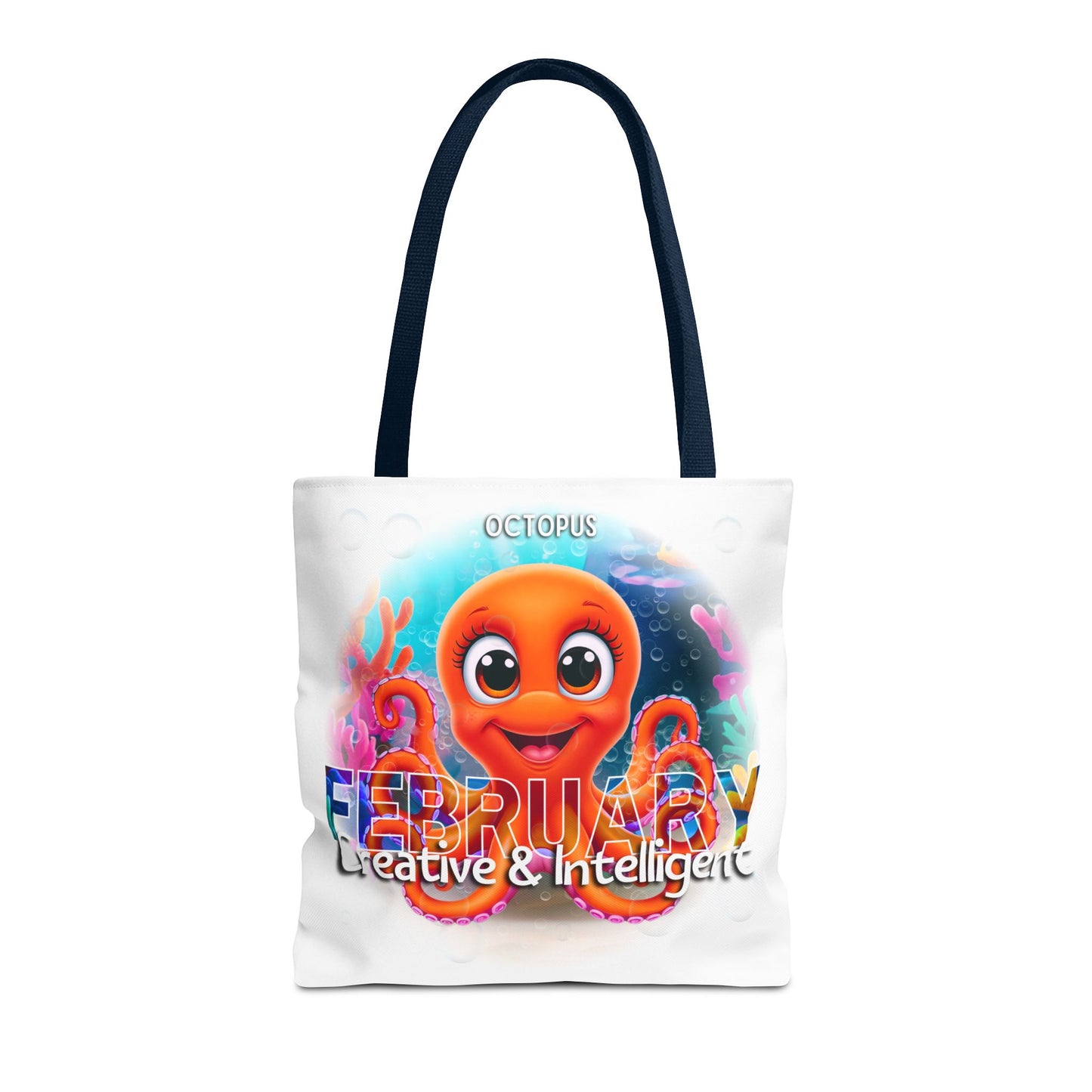 Kids Colorful February Octopus Birth Month Beach Tote Bag