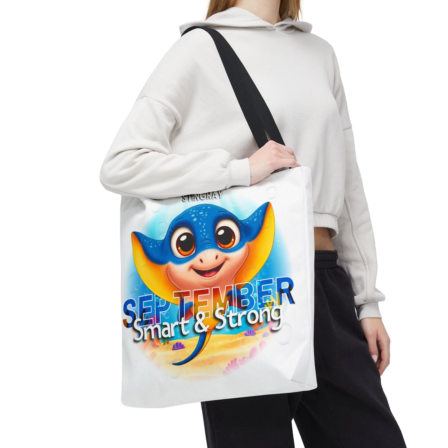 Kids Colorful September Stingray Birth Month Tote Bag