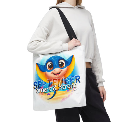 Kids Colorful September Stingray Birth Month Tote Bag