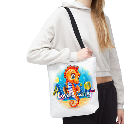 Kids Colorful April Seahorse Birth Month Tote Bag