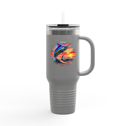 August Marlin Birth Month 40oz Travel Mug with Handle