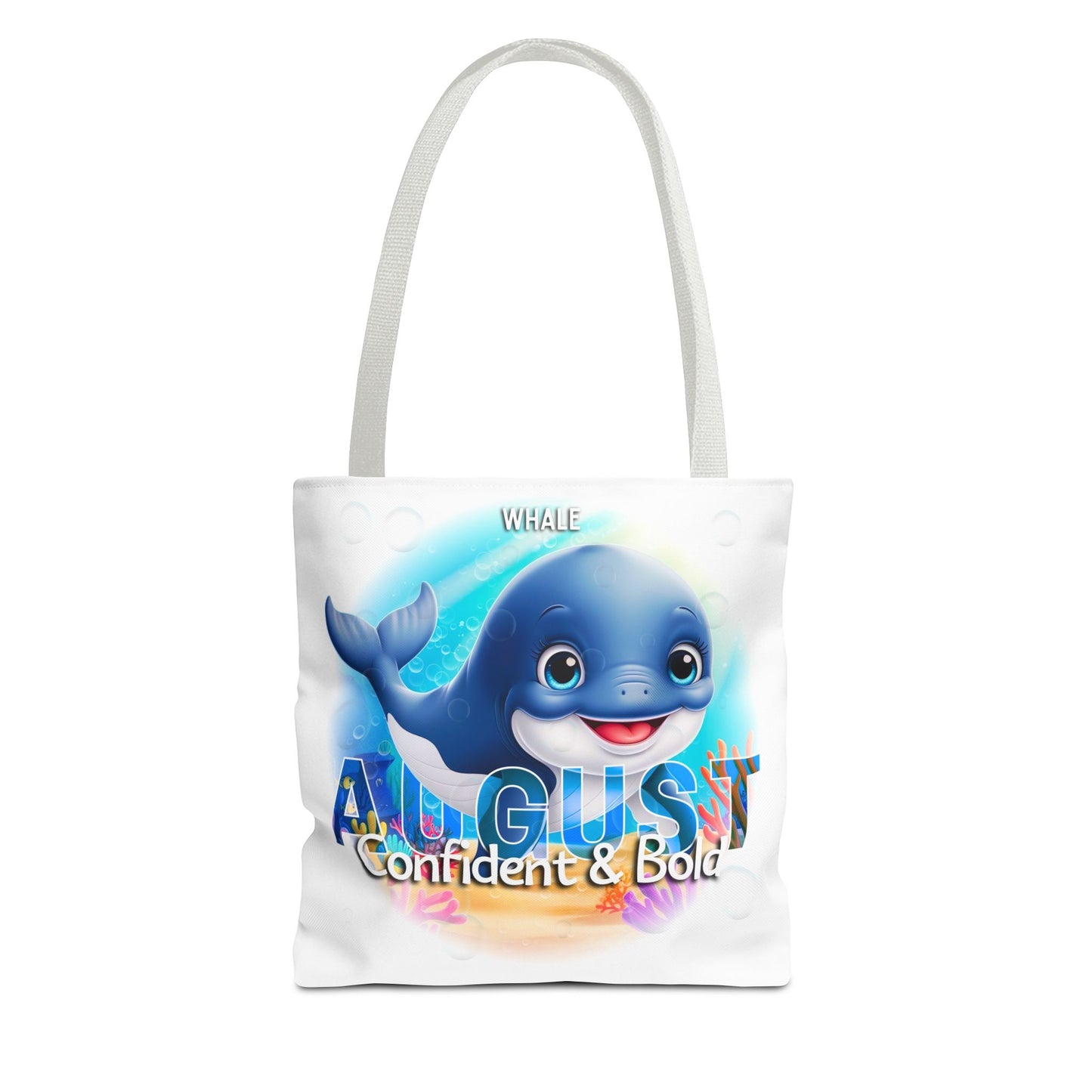 Kids Colorful August Whale Birth Month Tote Bag