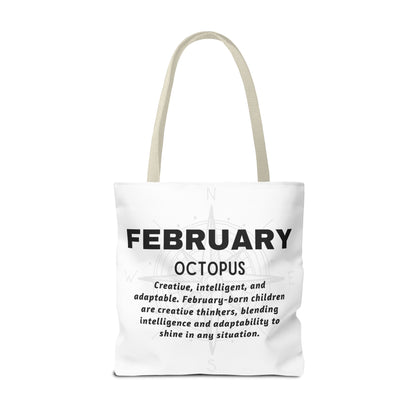 Kids Colorful February Octopus Birth Month Beach Tote Bag