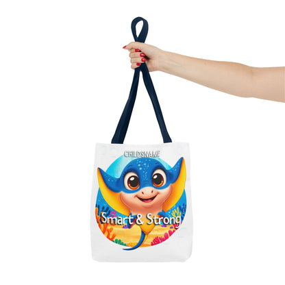 Personalized Kids Stingray Beach Tote Bag – Smart & Strong – Custom Sea Life Bag with Name
