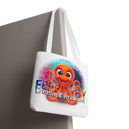 Kids Colorful February Octopus Birth Month Beach Tote Bag
