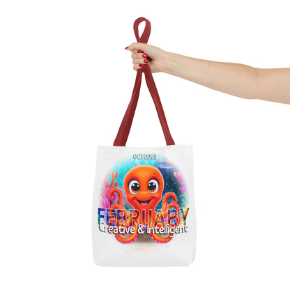 Kids Colorful February Octopus Birth Month Beach Tote Bag