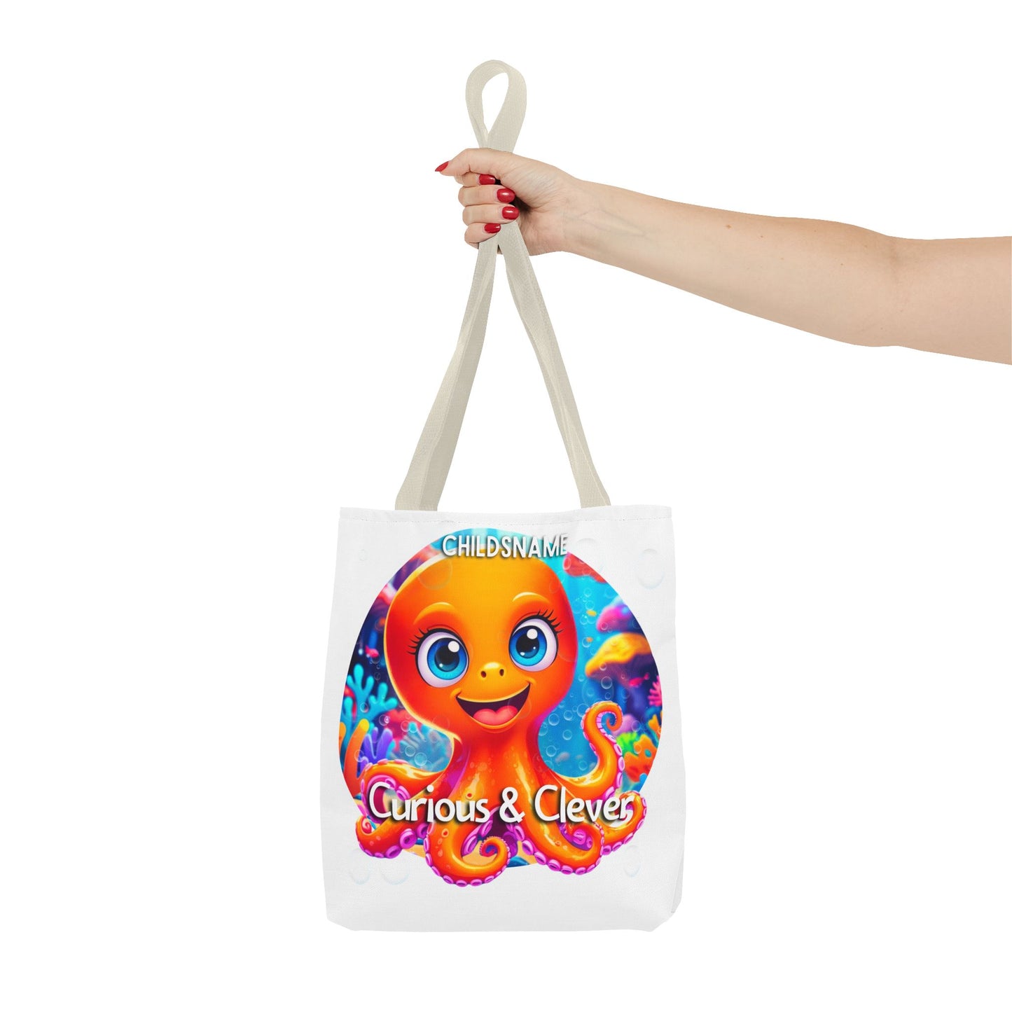 Personalized Kids Octopus Beach Tote Bag Curious & Clever