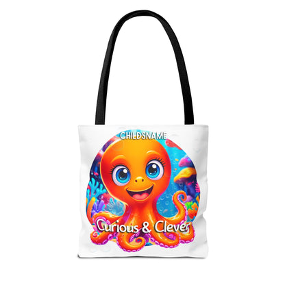 Personalized Kids Octopus Beach Tote Bag Curious & Clever