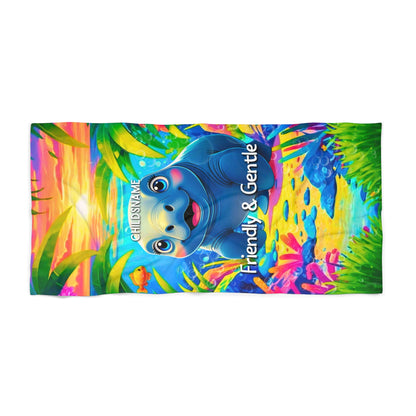 Personalized Kids Beach Towel Vibrant Manatee Design Friendly & Gentle