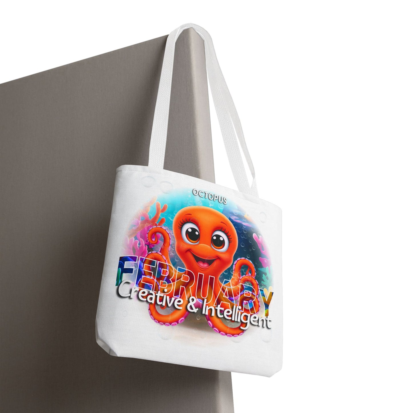 Kids Colorful February Octopus Birth Month Beach Tote Bag