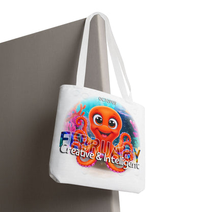 Kids Colorful February Octopus Birth Month Beach Tote Bag