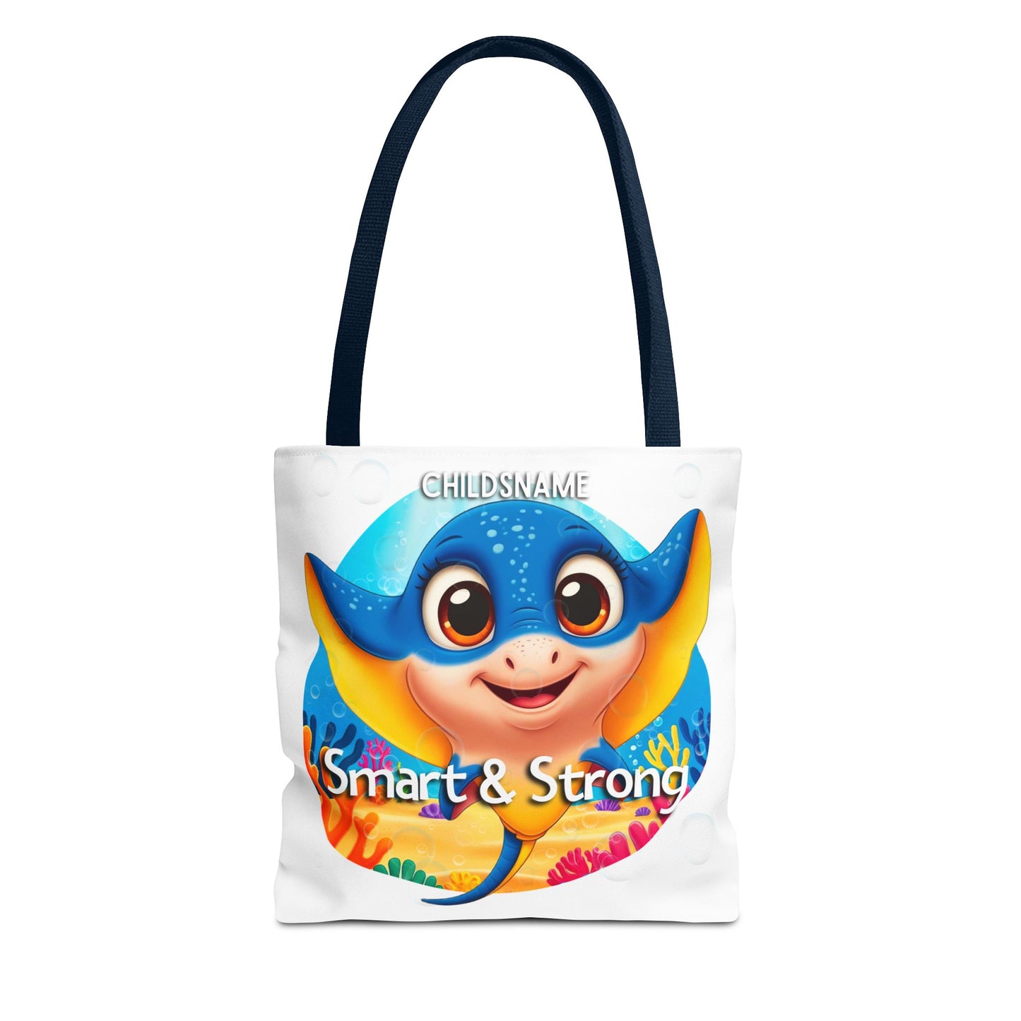Personalized Kids Stingray Beach Tote Bag – Smart & Strong – Custom Sea Life Bag with Name