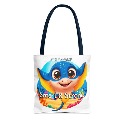 Personalized Kids Stingray Beach Tote Bag – Smart & Strong – Custom Sea Life Bag with Name