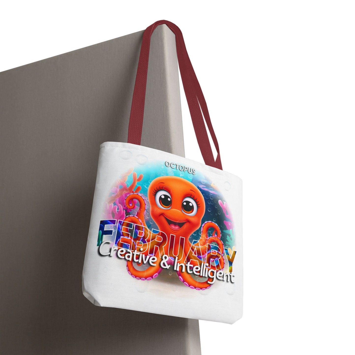 Kids Colorful February Octopus Birth Month Beach Tote Bag