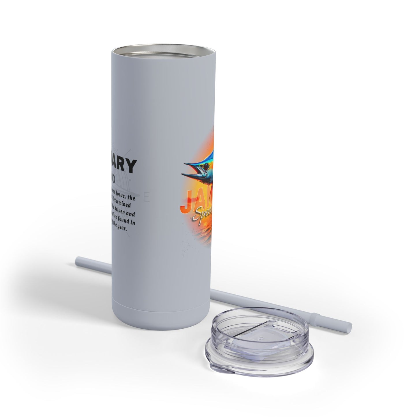 January Birth Month Wahoo 20oz Skinny Matte Tumbler Fast Fearless Travel Cup