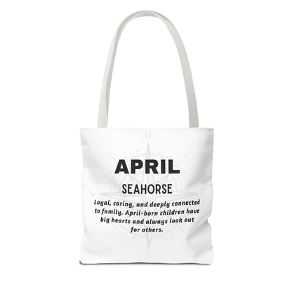 Kids Colorful April Seahorse Birth Month Tote Bag