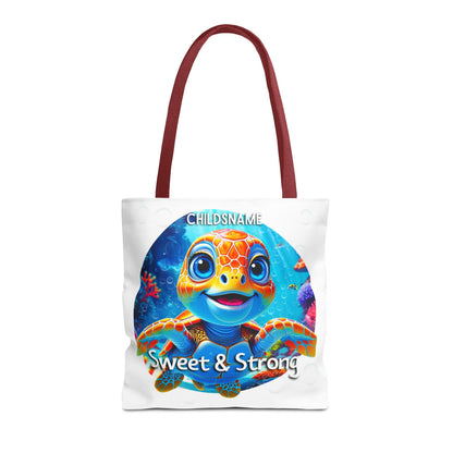 Personalized Kids Turtle Beach Tote Bag Sweet & Strong