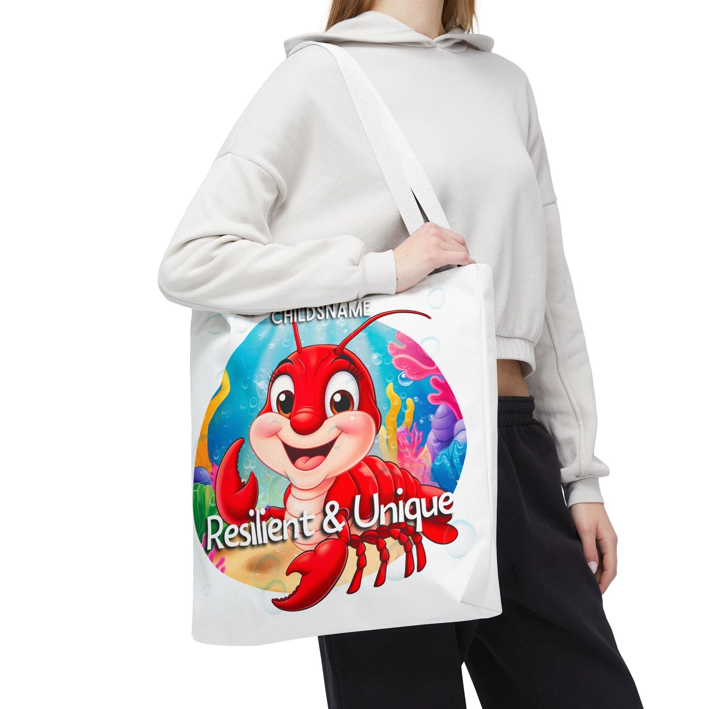 Personalized Kids Lobster Beach Tote Bag – Resilient & Unique – Custom Sea Life Bag with Name