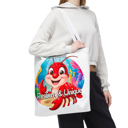 Personalized Kids Lobster Beach Tote Bag – Resilient & Unique – Custom Sea Life Bag with Name