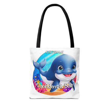 Personalized Kids Whale Beach Tote Bag – Confident & Bold – Custom Sea Life Bag with Name