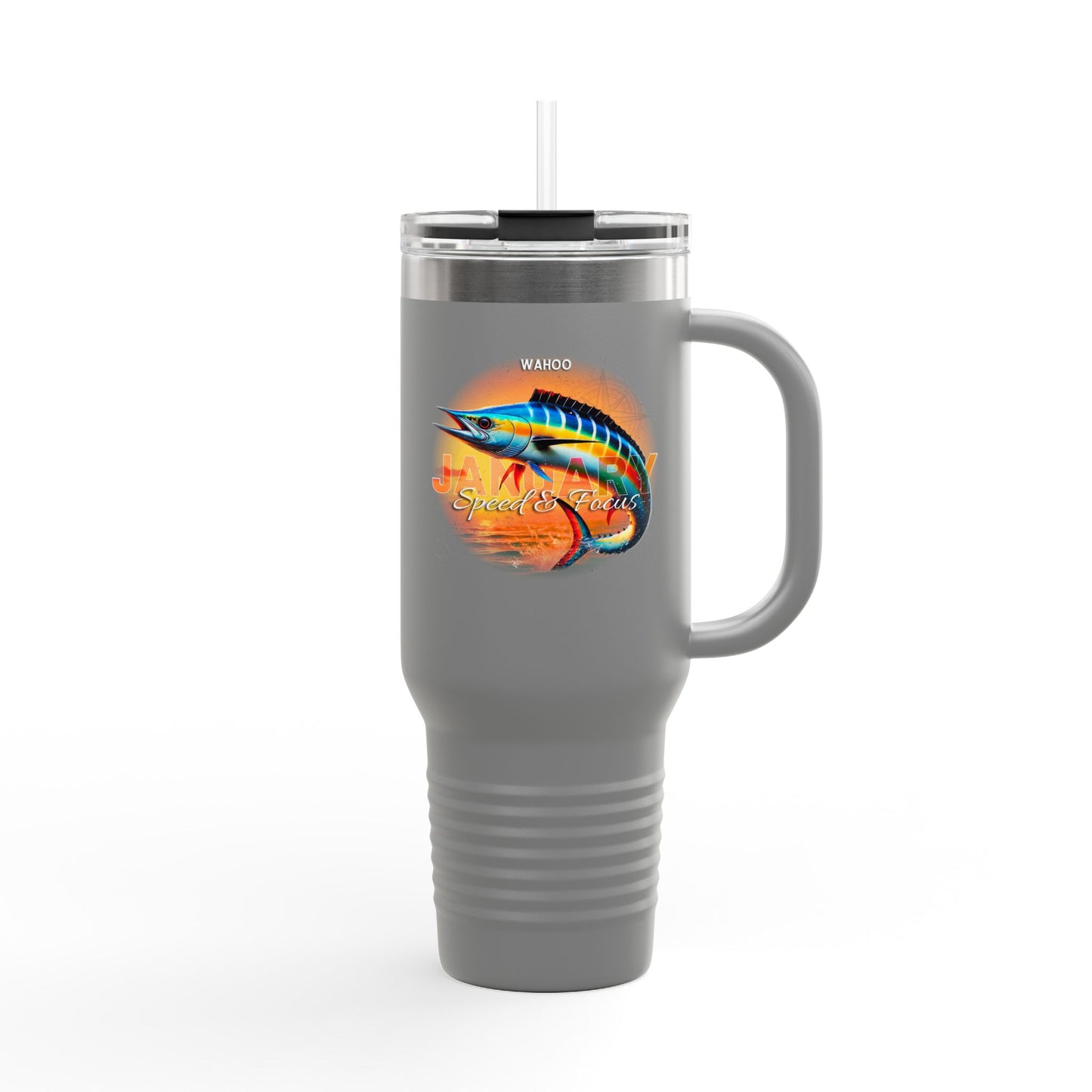 January Wahoo Birth Month 40oz Travel Mug with Handle