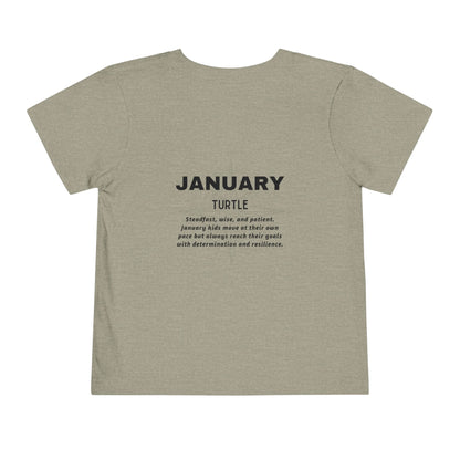 January Turtle Toddler TShirt Kids Birth Month Sea Life Tee