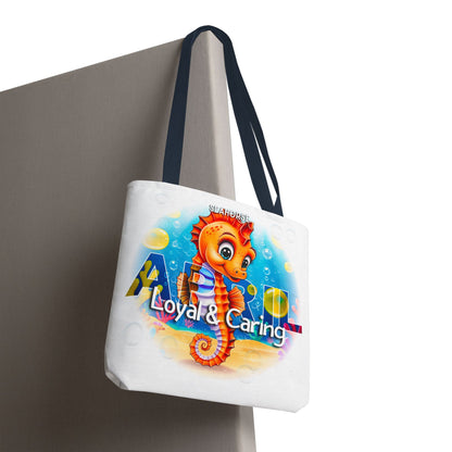Kids Colorful April Seahorse Birth Month Tote Bag