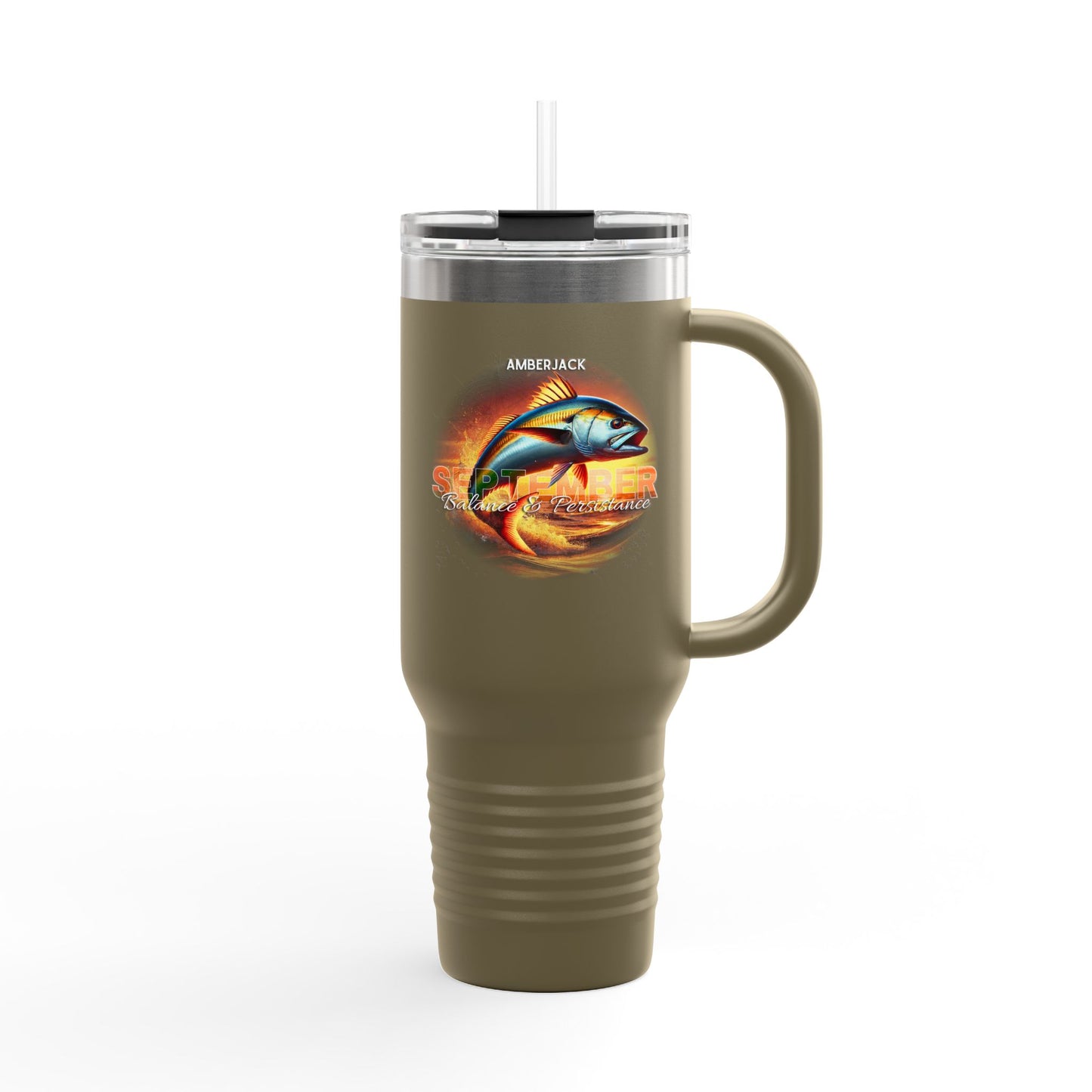 September Amberjack Birth Month 40oz Travel Mug with Handle