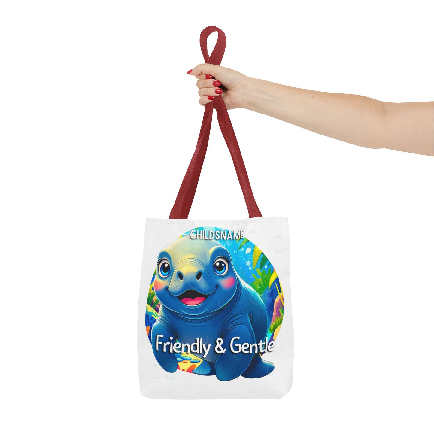 Personalized Kids Manatee Beach Tote Bag Friendly & Gentle