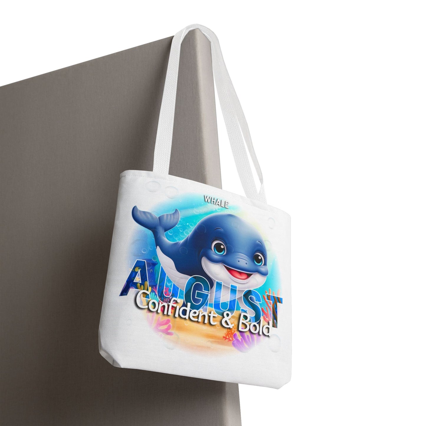 Kids Colorful August Whale Birth Month Tote Bag