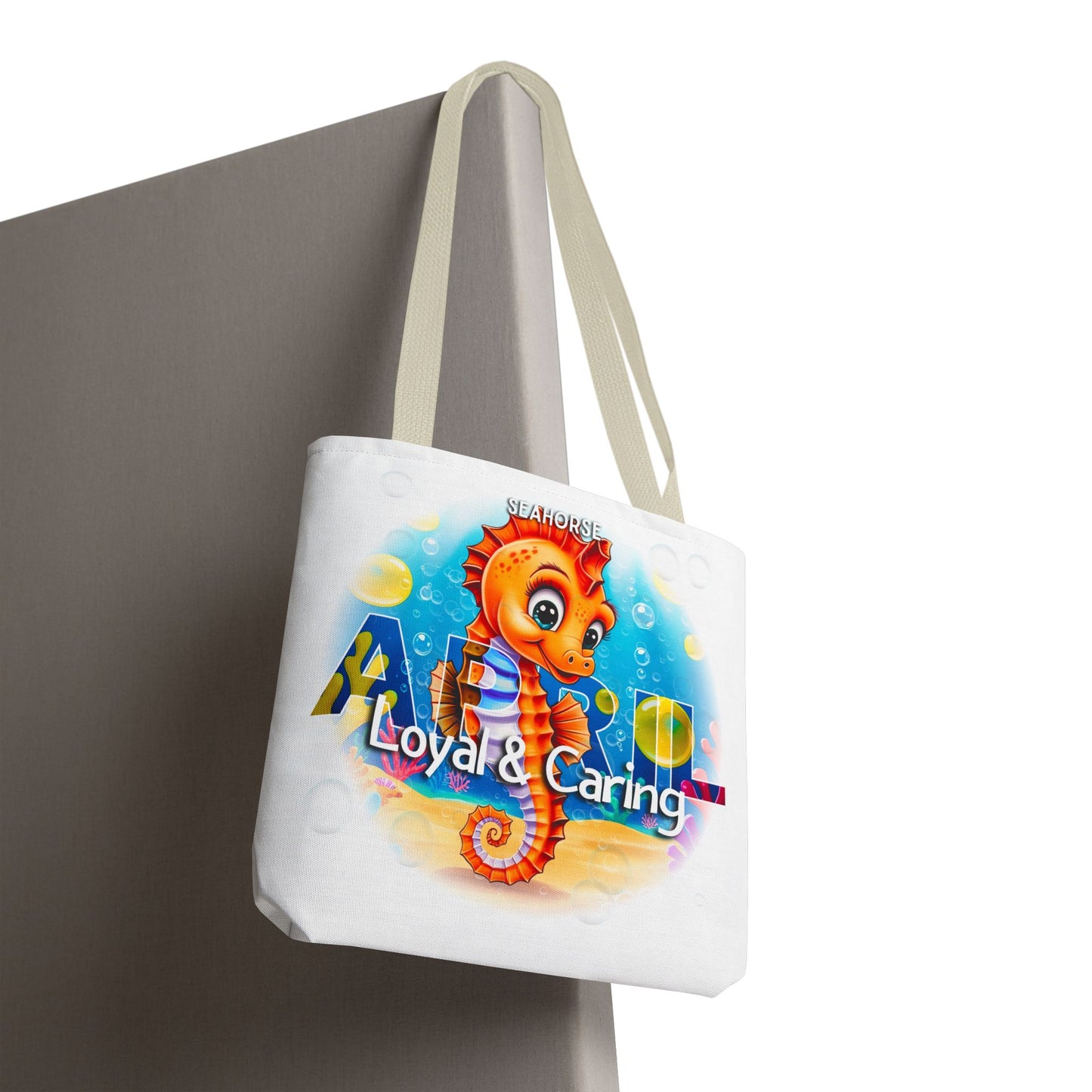 Kids Colorful April Seahorse Birth Month Tote Bag
