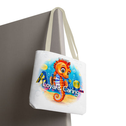 Kids Colorful April Seahorse Birth Month Tote Bag