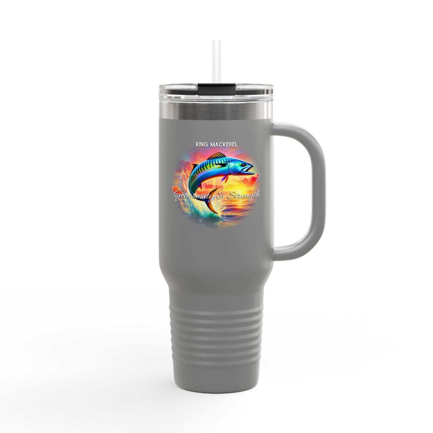 July King Mackerel Birth Month 40oz Travel Mug with Handle