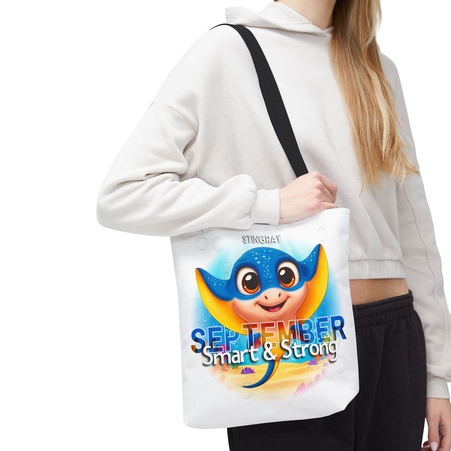 Kids Colorful September Stingray Birth Month Tote Bag