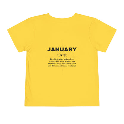 January Turtle Toddler TShirt Kids Birth Month Sea Life Tee