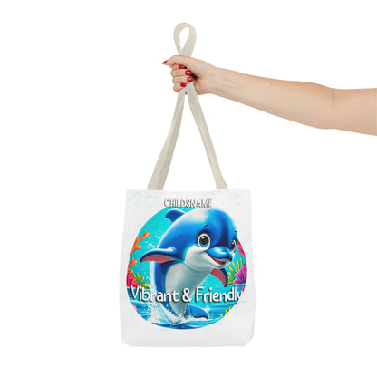 Personalized Kids Dolphin Beach Tote Bag – Vibrant & Friendly – Custom Sea Life Bag with Name