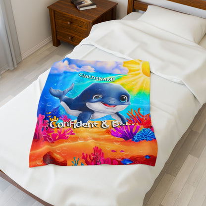 Personalized Kids Whale Plush Blanket – Confident & Bold