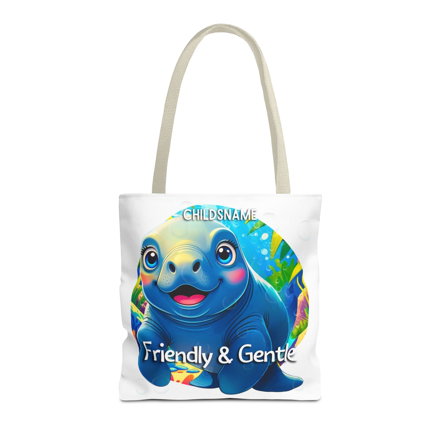 Personalized Kids Manatee Beach Tote Bag Friendly & Gentle