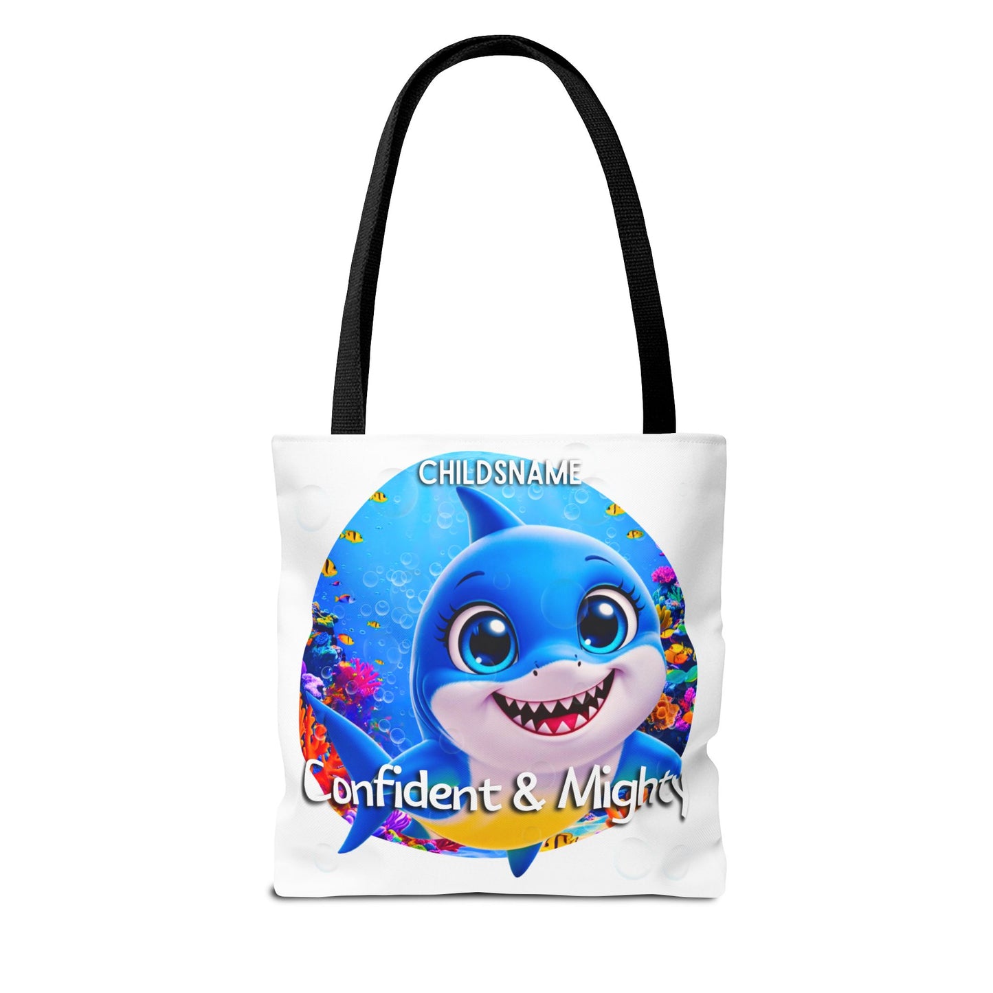 Personalized Kids Shark Beach Tote Bag Confident & Mighty