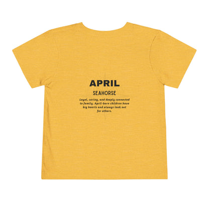 April Seahorse Toddler TShirt Kids Birth Month Ocean Tee