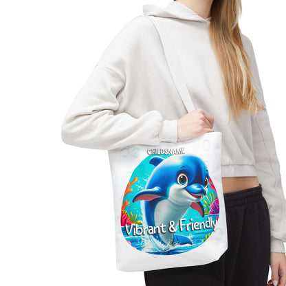 Personalized Kids Dolphin Beach Tote Bag – Vibrant & Friendly – Custom Sea Life Bag with Name