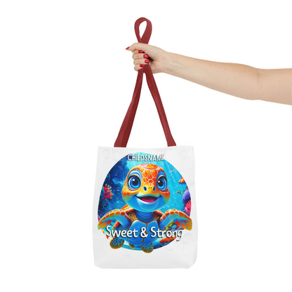 Personalized Kids Turtle Beach Tote Bag Sweet & Strong