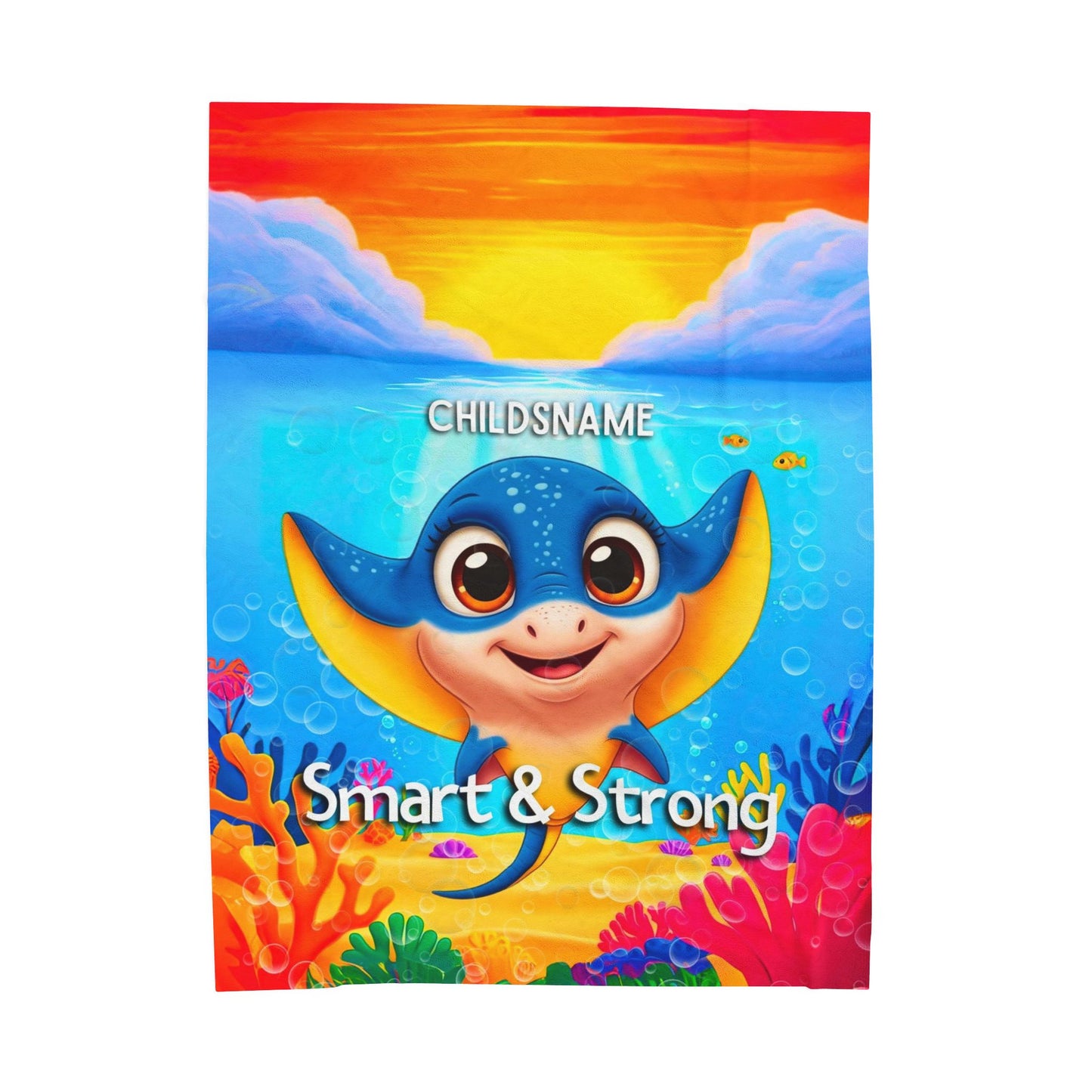 Personalized Kids Stingray Plush Blanket – Smart & Strong