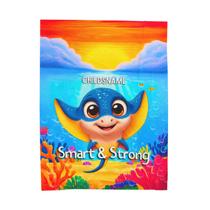 Personalized Kids Stingray Plush Blanket – Smart & Strong