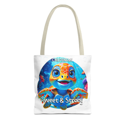 Personalized Kids Turtle Beach Tote Bag Sweet & Strong