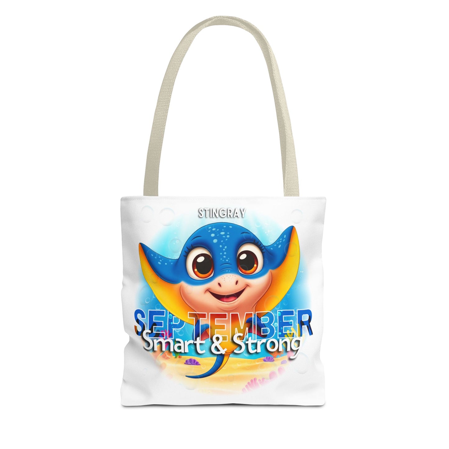 Kids Colorful September Stingray Birth Month Tote Bag