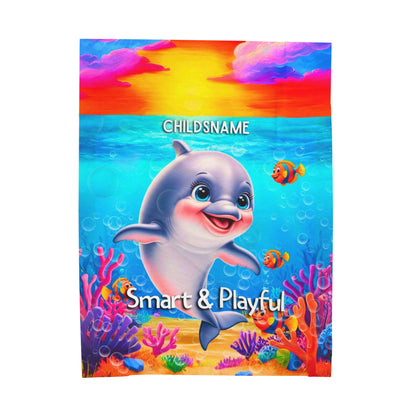 Personalized Kids Shark Plush Blanket Smart & Playful