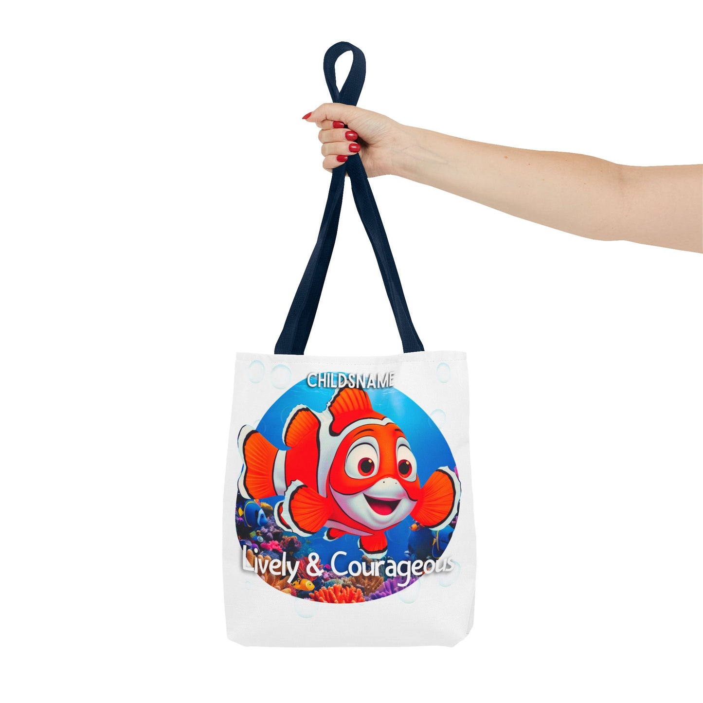 Personalized Kids Clownfish Beach Tote Bag – Lively & Courageous – Custom Sea Life Bag with Name