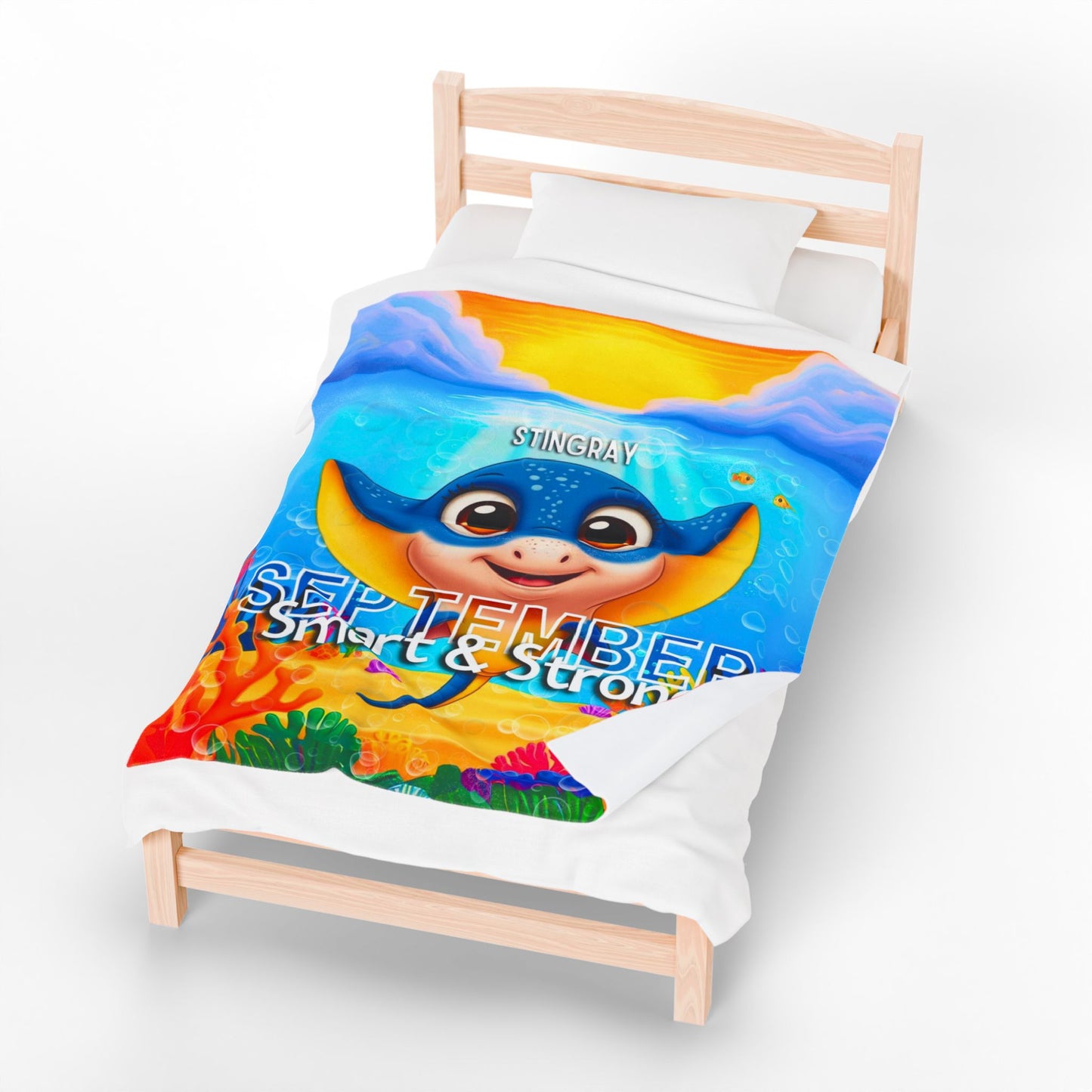 September Stingray Kids Blanket – Soft & Vibrant Stingray Blanket for Children